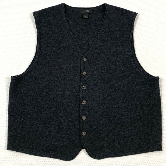 The Men\'s Store Bloomingdale\'s Other - Bloomingdales Mens Merino Wool Sweater Vest XXL Grey Button Front V Neck